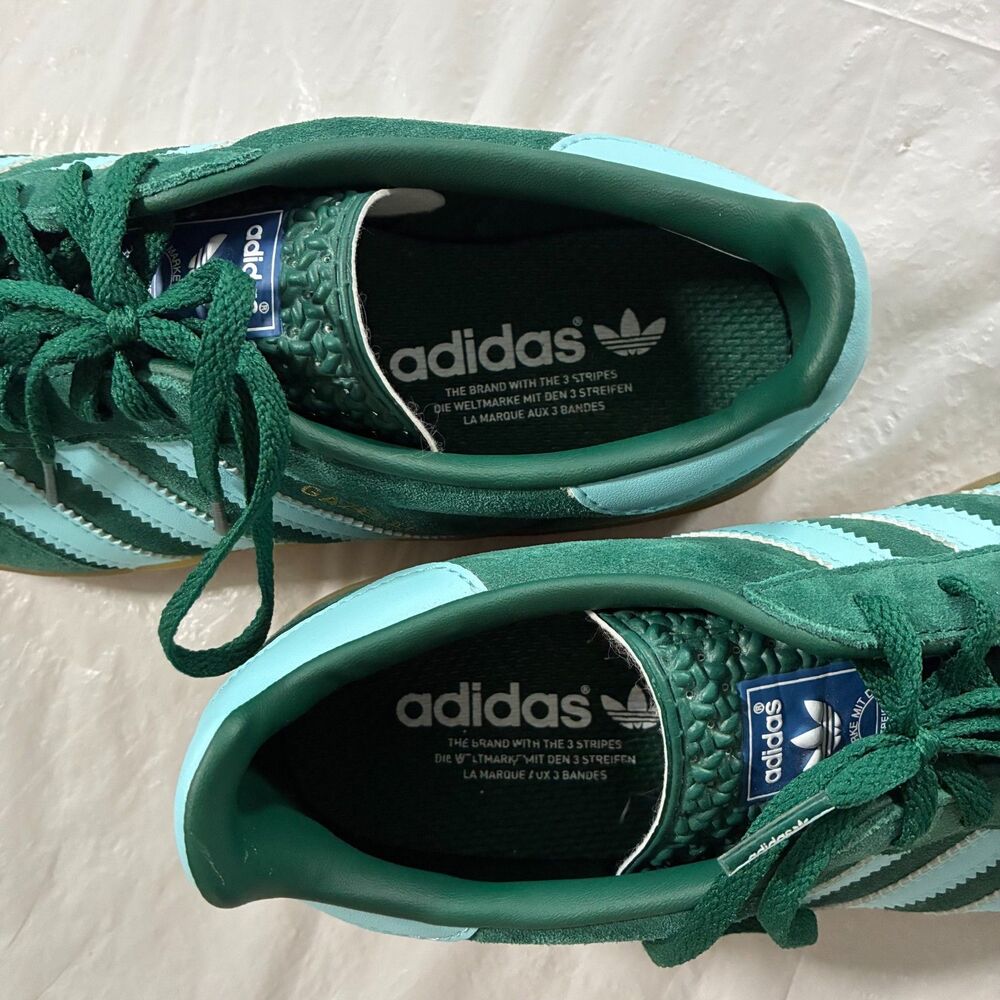 Adidas Gazelle Green Light Blue W Size 7 Suede Sneakers Low Top Colorful Logo - Picture 6 of 7